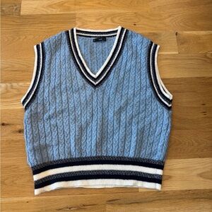 Blue, white and silver sweater vest from Mango
